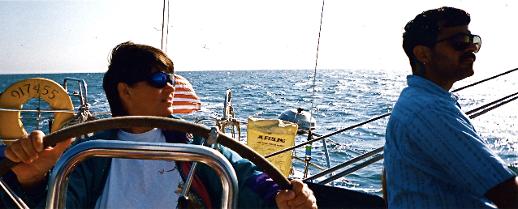 Workshop table with tools and gear